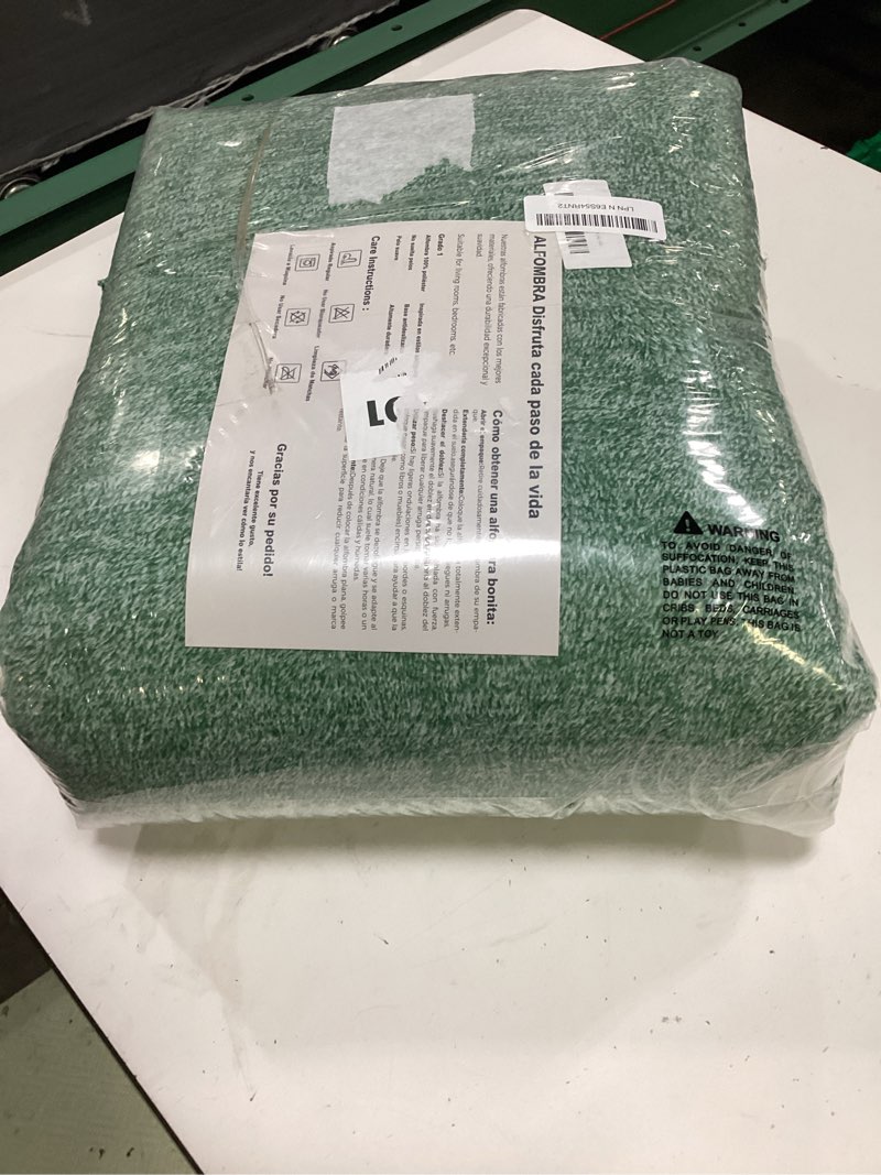 Condition photo showing New/Like New for finre?c low pile 6x9 washable area rugs for bedroom living room, thin rug solid color, non-slip carpet indoor for home decor (green/white) green/white 6' x 9' (rectangular)