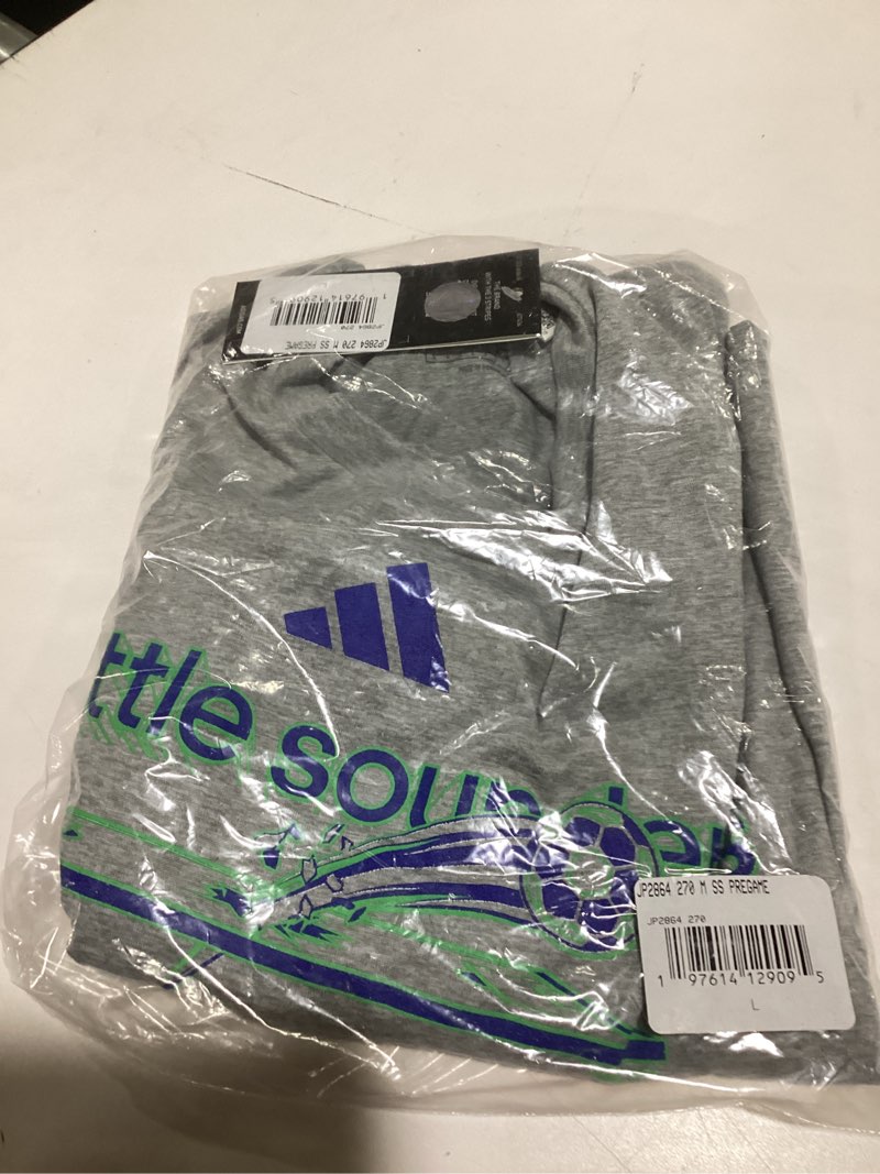 adidas Mens Seattle Sounders Pre-Game Short Sleeve Soccer T-Shirt,Medium Grey Heather/Seattle Sounde