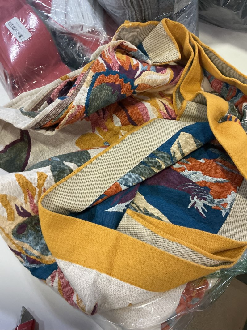 Condition photo showing As Is for vanjoroy boho large throw blanket, 100% organic cotton breathable soft bed king throw - fall floral bird butterfly farmhouse decor blanket for sofa couch chair and gift. 91" x 98"