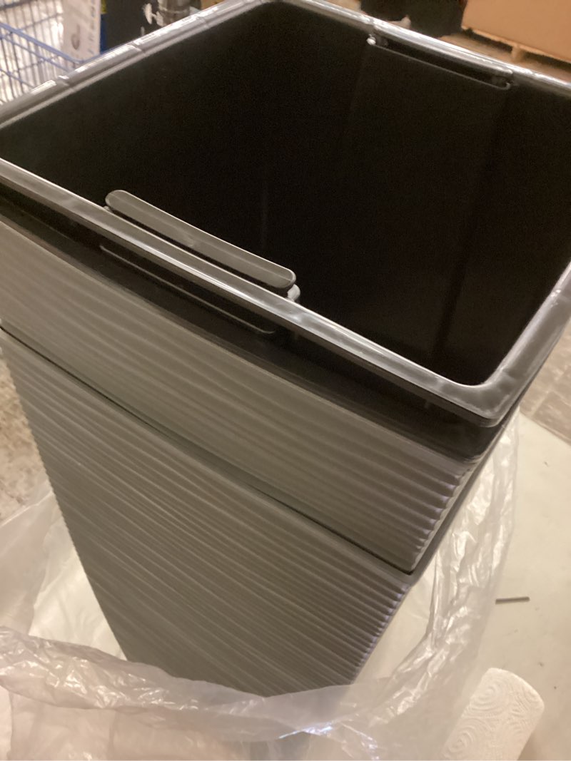 Condition photo showing New/Like New for mueller janska m-resin heavy duty tall planter, indoor/outdoor grande plant, tree, flower pot, 2-piece set, 24”, modern design, built-in drainage, dark gray dark grey 24 x 11.5"