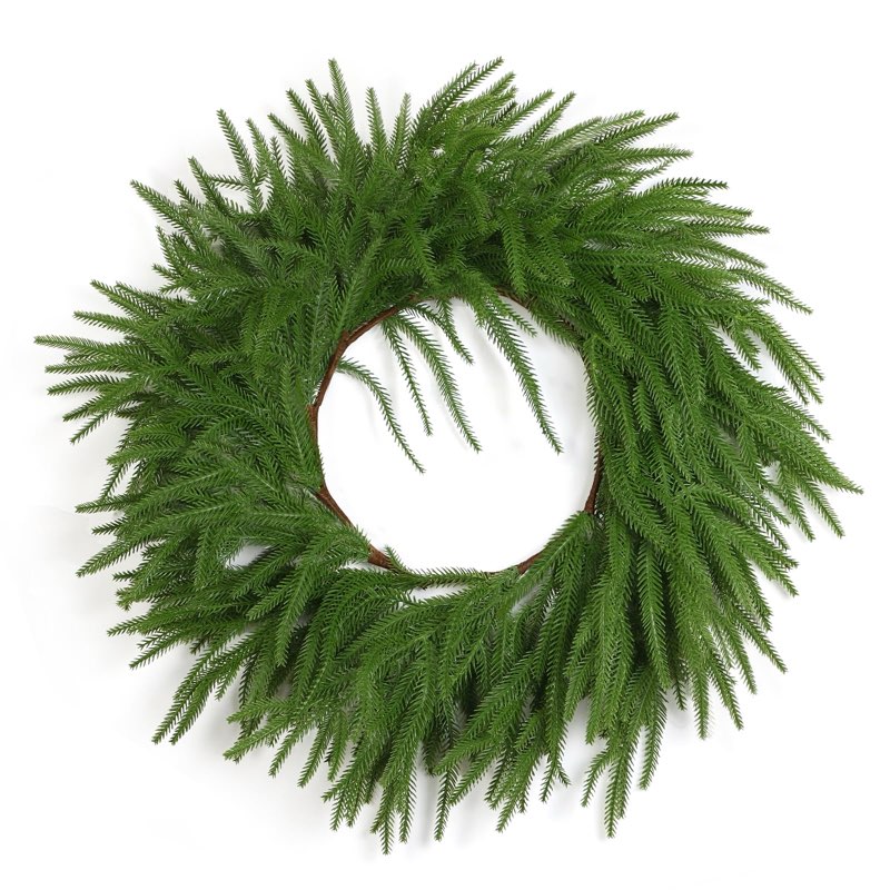 Christmas Wreaths for Front Door 24 Inch Real Touch Artificial Norfolk Pine Wreath Xmas Reefs Christmas Decorations Large Greenery Garland for Wall Fireplace Farmhouse Indoor Outdoor Decor