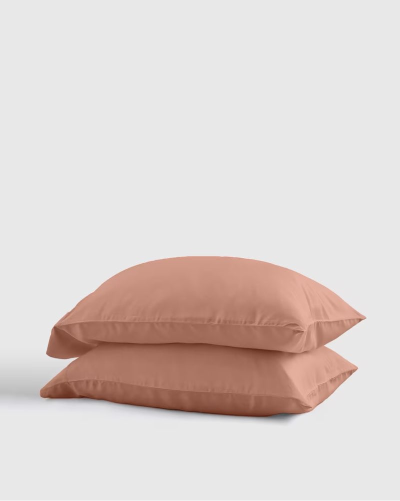classic organic percale pillowcase set, standard, clay
