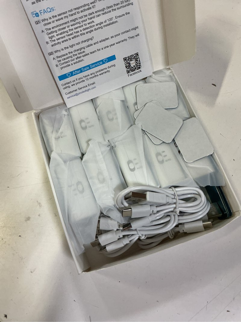 Condition photo showing New/Like New for willed rechargeable motion sensor night lights for stairs, 10 pack wireless magnetic stick-on battery lights for hallway, bedroom, closet, kitchen 10-pack