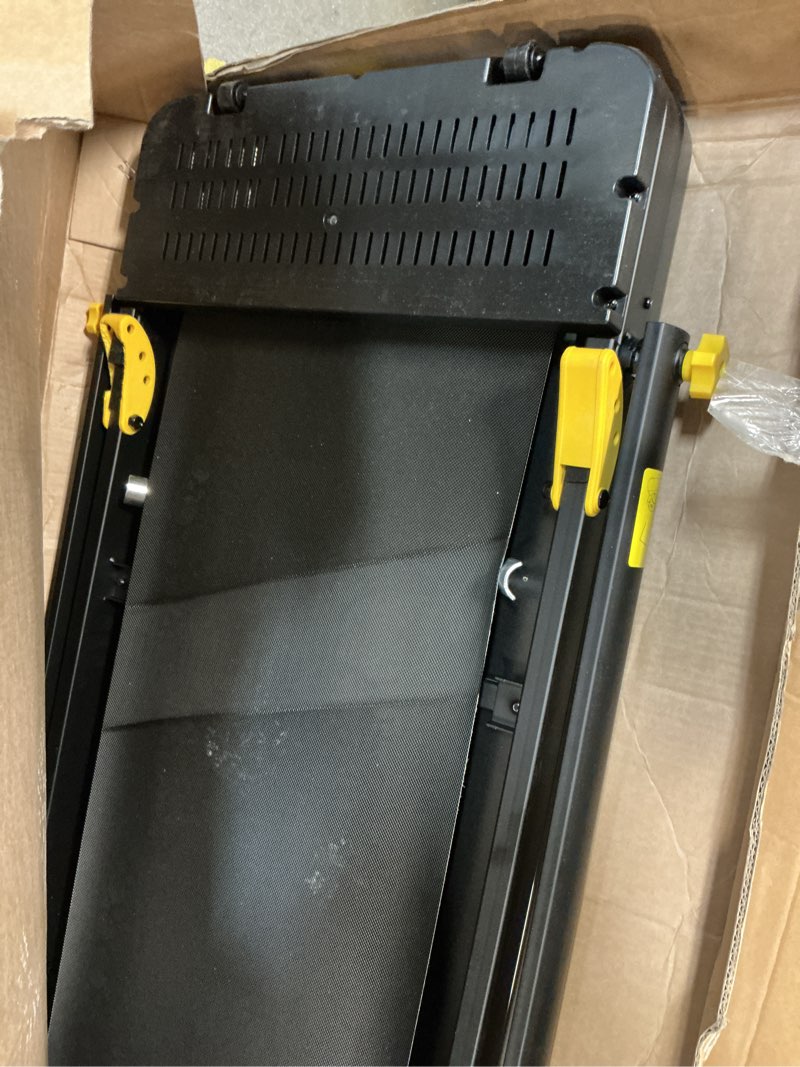 Condition photo showing As Is for Foldable Treadmill with Incline, Walking Pad with Handle Bar 3 Level Incline, Portable Folding Treadmills for Home/Office 300 Lbs Capacity, Quiet Desk Treadmill with Remote Control & APP