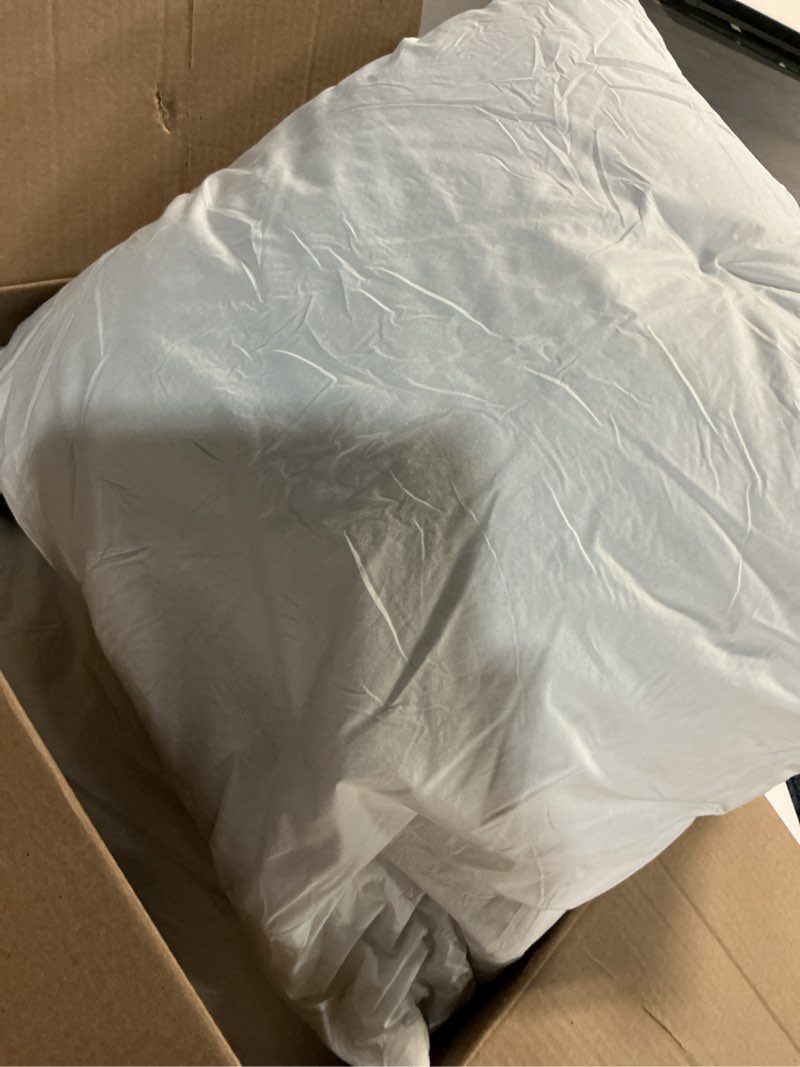 Condition photo showing As Is for miulee throw pillows inserts, pack of 2 18x18 inch 100% virgin fiber filling bed couch pillows