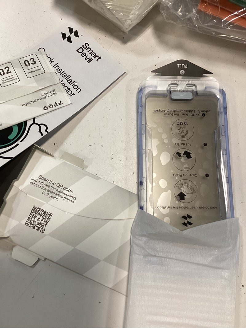 Condition photo showing item condition for SMARTDEVIL Privacy Screen Protector for iPhone 15 Pro Max 2 Pack Private Tempered Glass + 2 Pack Camera Lens Protector,28°Anti Spy, Bubble Free, Auto-Dust Removal iPhone 15 Pro Max Privacy