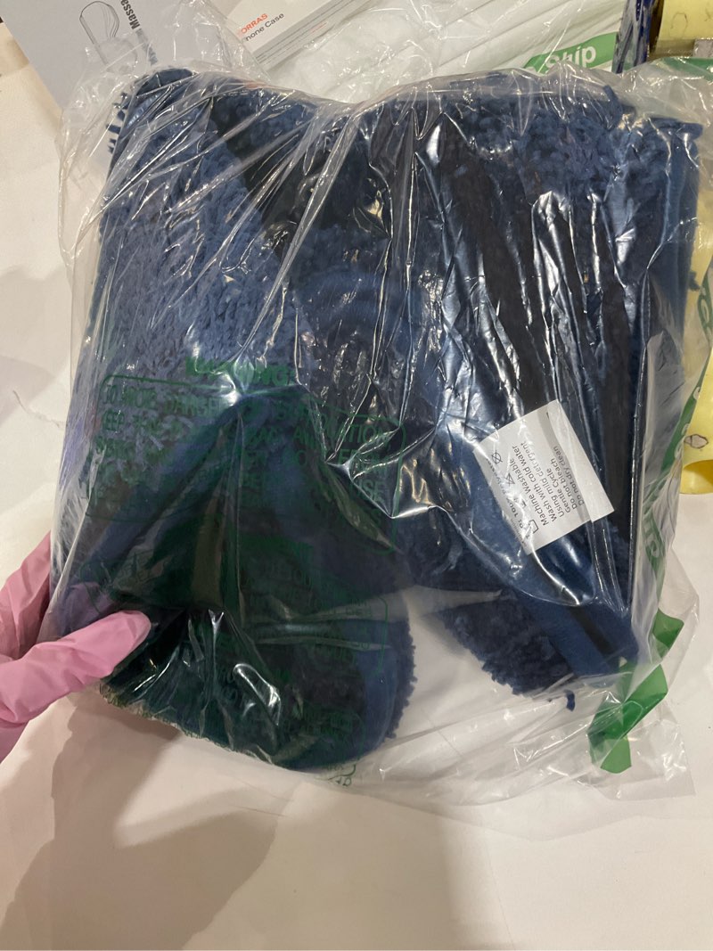 Condition photo showing As Is for COSY HOMEER Extra Thick Bath Rugs for Bathroom - Anti-Slip Bath Mats Soft Plush Yarn Shaggy 100% Strong Mirco Polyeste Mat Living Room Bedroom Mat Floor Water Absorbent(Navy,16x24 - Inches) Navy 1'4" x 2' (Rectangular)