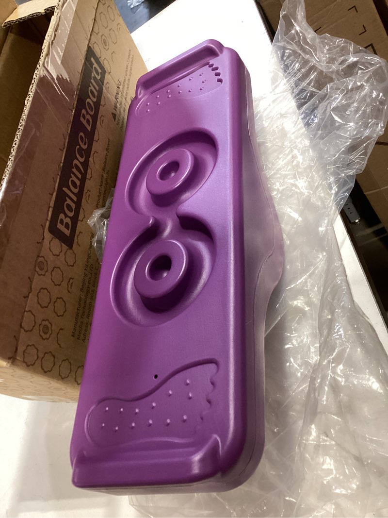 Condition photo showing Good Condition for kids rocking seesaw balance board with 5 wooden balls sensory training rocking board balance training equipment children indoor outdoor activity toy purple