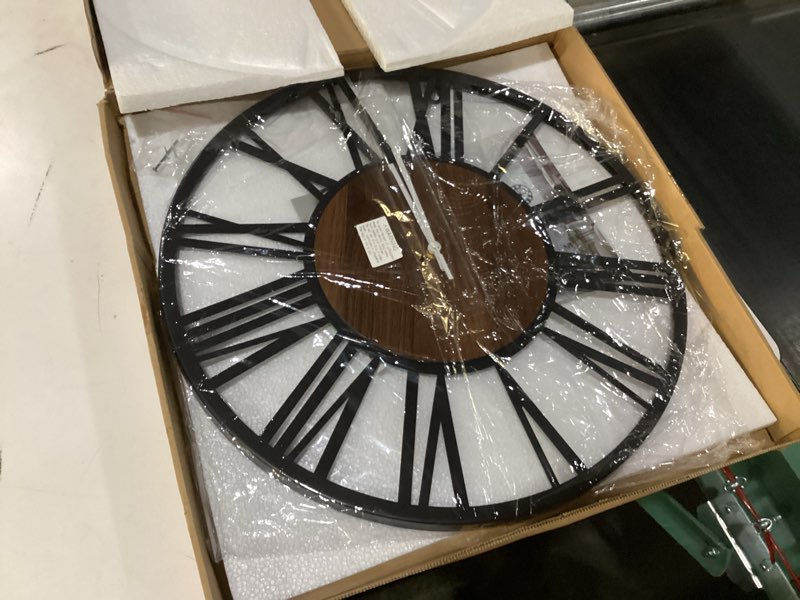 Condition photo showing New/Like New for 1st owned Large Wall Clock for Living Room Decor- 24" Decorative Antique Silent Non Ticking,Battery 