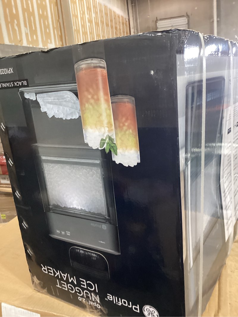 Condition photo showing New/Like New for ge profile opal 2.0, chewable crunchable countertop nugget ice maker, scoop included, 38 lbs in 24 hours, pellet ice machine with wifi & smart connected, black stainless steel