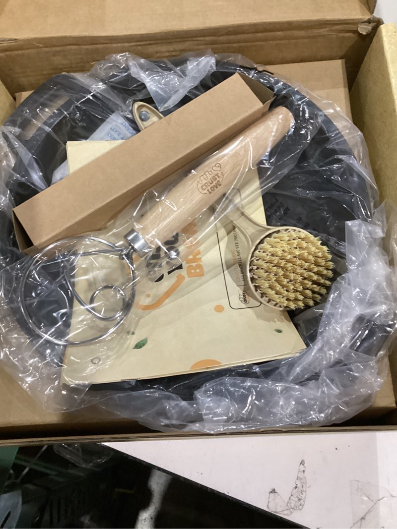 Condition photo showing Good Condition for Cast Iron Dutch Oven for Bread Baking - incl. Sourdough Bread-Baking Supplies like Banneton Bread-Proofing Basket - 5QT Bread-Oven with Lid Bread-Making Kit Pan, Pot, Sour Sough Tools, Lame 5QT Dutch Oven