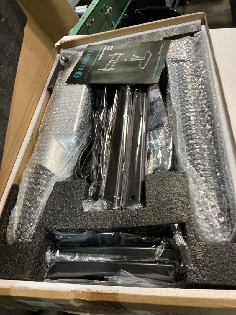 Condition photo showing New/Like New for LLDEPLL Universal TV Stand Tabletop TV Mount with Power Outlet for 50-90 Inch OLED LED Monitors, 9 Levels Height Adjustment, Ambient Lighting on The Bottom Holds up to 150lbs, Black 600x400mm