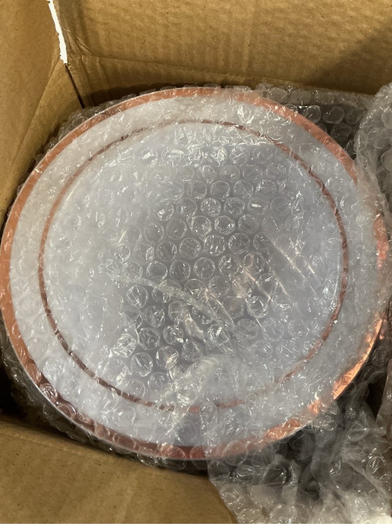 Condition photo showing New/Like New for 50pc Deep Bowl With White ground And Double Rose Gold Edges, 12oz,Disposable Soup Bowls,Disposable Soup Dessert Salad Bowls for Wedding/Party/Catered Events/Valentine's Day Rose Gold 50Pack