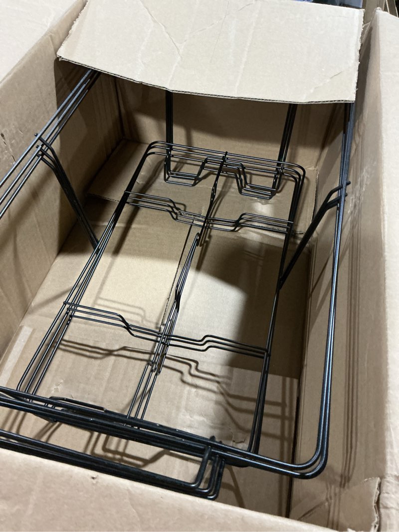 Condition photo showing As Is for party essentials chafing racks/wire buffet container holders/serving tray frames/food warmer stands, 3-count, full size deluxe black