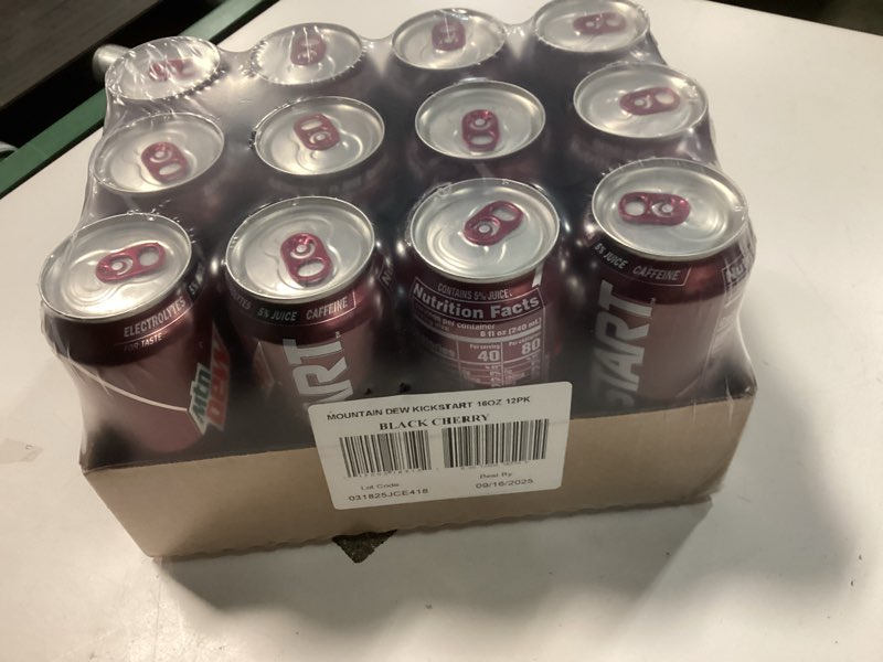 Condition photo showing Good Condition for (Best By 09/16/2025) Mountain Dew Kickstart, Black Cherry, 16 Fl Oz (12 Count) (B07GDXN1Y3)