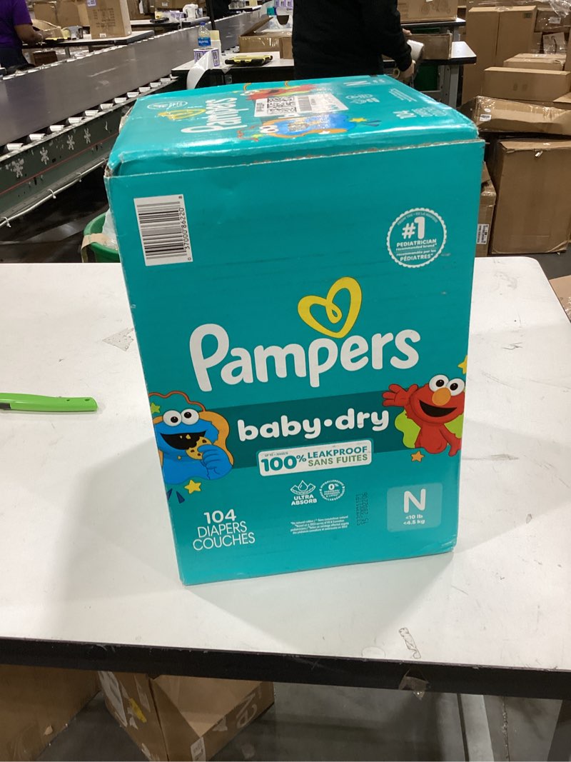 Condition photo showing New/Like New for pampers diapers - baby dry - size 0, 104 count, absorbent disposable newbort diaper (packaging may vary) newborn 104