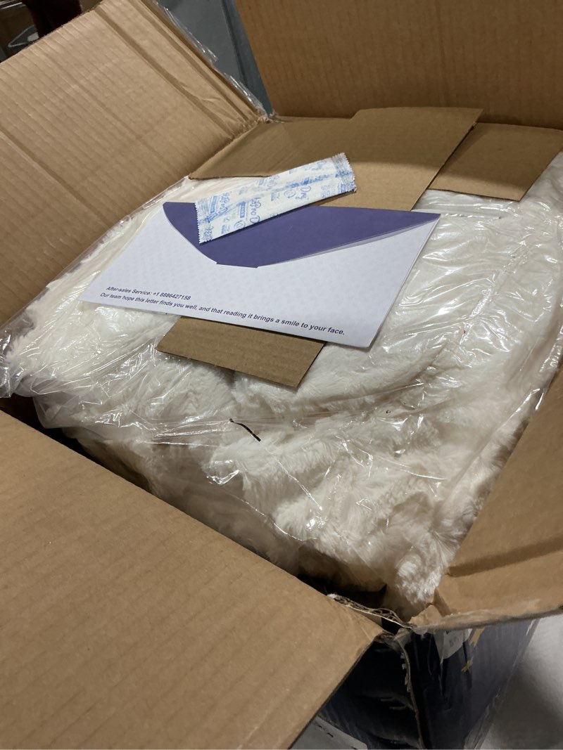 Condition photo showing Good Condition for Hobestluk 3ft Bean Bag Chairs for Adults Large Beanbag Chair with Chevron Plush Fur Cover Big Bean Bag Chair for Living Room Bedroom Dorm Office - White (36” x 36” x 22”) 3FT - 36” x 36” x 22” White