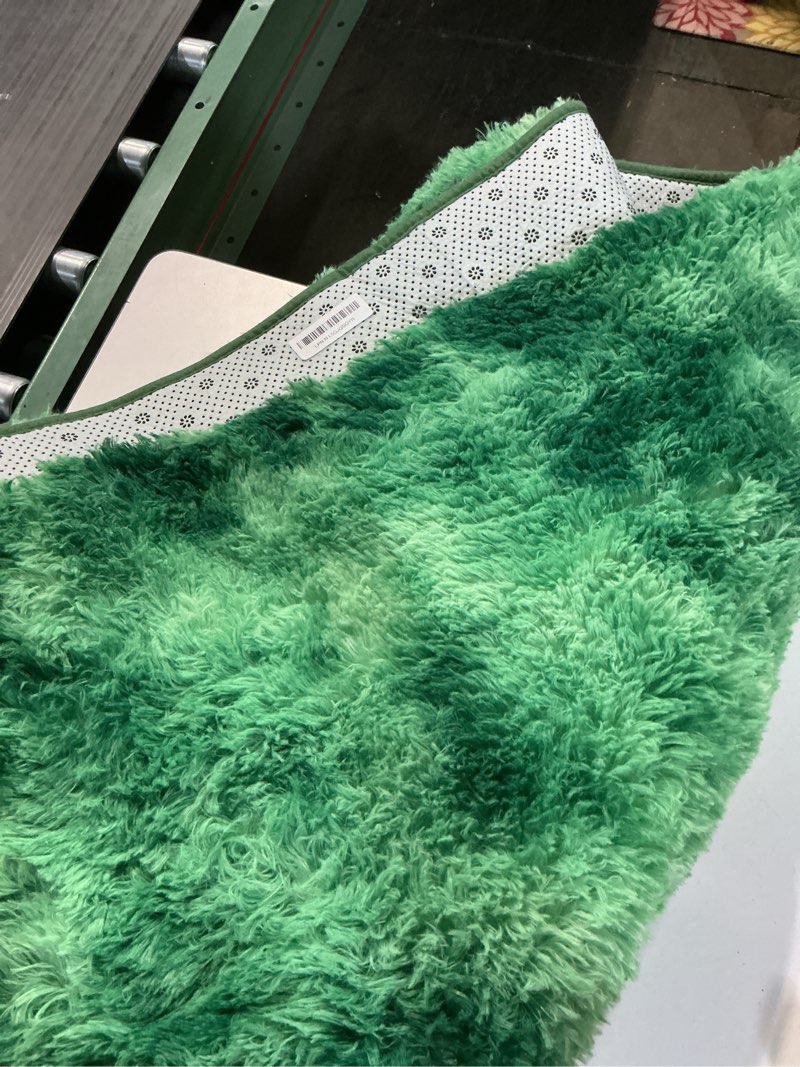Condition photo showing As Is for Hutha 5x8 Large Area Rugs for Living Room, Super Soft Fluffy Modern Bedroom Rug, Tie-Dyed Green Indoor Shag Fuzzy Carpets for Girls Kids Nursery Room Home Decor 5' x 8' (Rectangular) Green