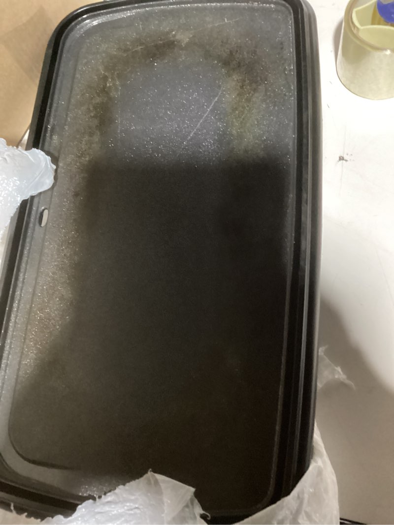 Condition photo showing As Is for Chefman XL Electric Griddle with Removable Temperature Control, Immersible Flat Top Grill, Burger, Eggs, Pancake Griddle, Nonstick Extra Large Cooking Surface, Slide Out Drip Tray, 10 x 20 Inch 10" x 20"