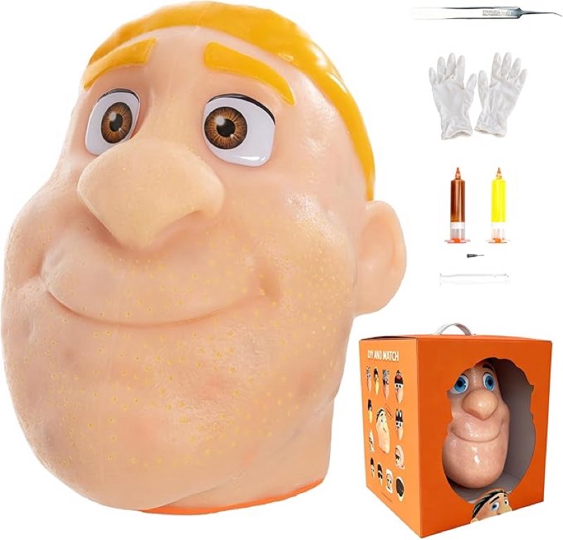 2026 premium pack refillable pimple popping toy – big head squeeze toy for stress & anxiety relief, realistic pus burst fidget toy, funny gag gift for