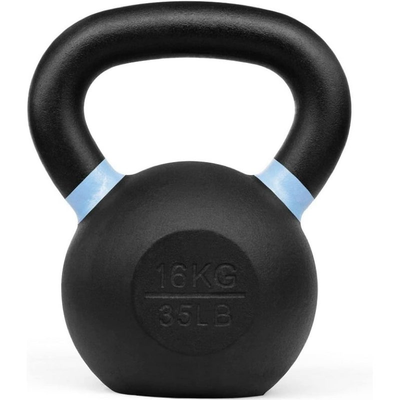 Yes4All Powder Coated Kettlebell, 35 lb Cast Iron Core Kettlebells with Non-Slip Handle & Flat Botto