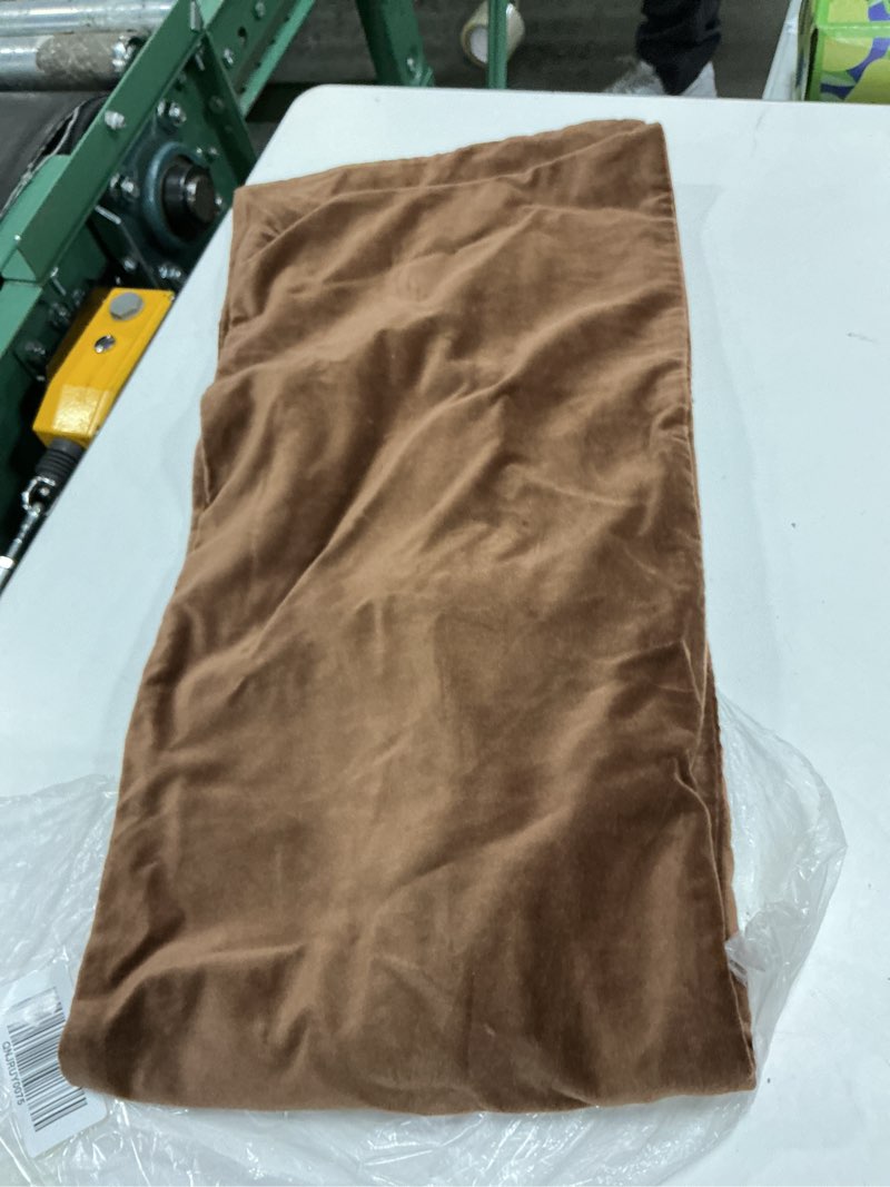 Condition photo showing As Is for cotton velvet oversized lumbar pillow cover, 12"x48", chestnut