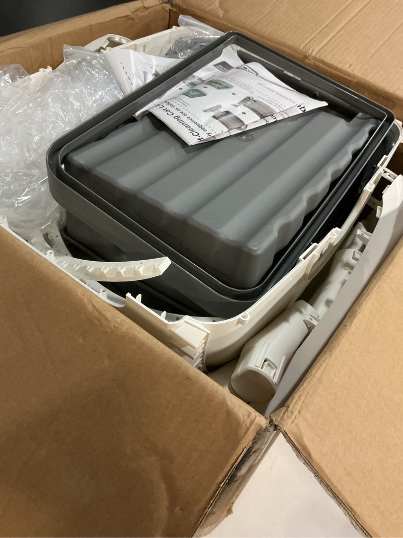 Condition photo showing As Is for automatic cat litter box self cleaning - app control, cat toilet records, suitable for medium cats and kittens, anti-pinch safety, low noise operation?assembly required?- white