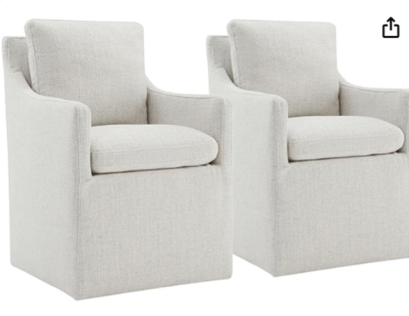 Upholstered Dining Chairs with Casters Easy Assembly Modern Accent Armchair with Rollers for Diningroom Bedroom Livingroom Reading Room,Linen,2 Boxs Linen(easy Assembly)