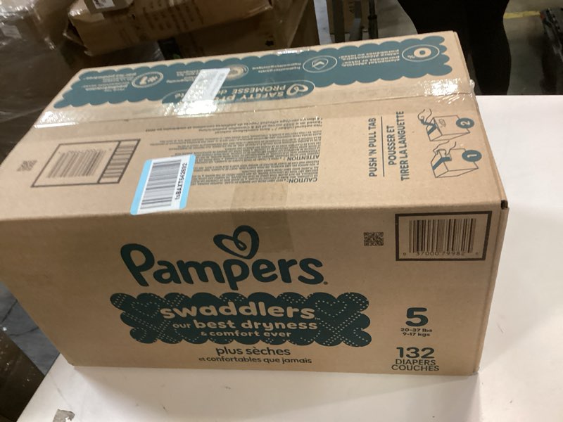 Condition photo showing New/Like New for Pampers Swaddlers Diapers, Size 5 (20-37 lbs), 132 Count, Absorbent, Keeps Baby Dry and Comfortable, Skin Safe Disposable Baby Diaper (Packaging May Vary) Size 5 132