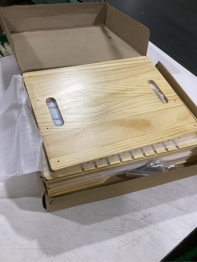 Condition photo showing Good Condition for 6 tier wooden tray dividers for cabinets, baking cookie sheet organizer, vertical/horizontal cabinet dividers for pots, cutting board, pans, kitchen organizers and storage large