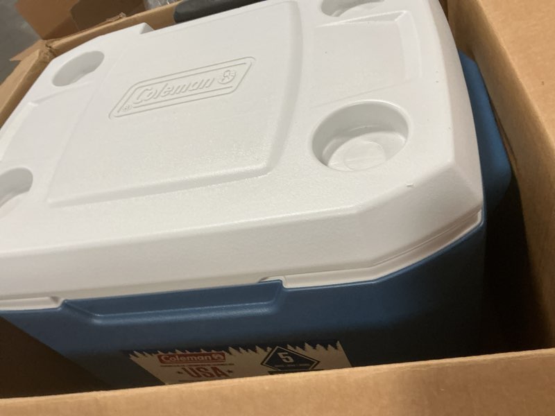 Condition photo showing Good Condition for Coleman Xtreme 50qt Rolling Cooler with Wheels, Extra-Walled Insulation Keeps Ice up to 5 Days, Portable Wheeled Hard Chiller Blue Cooler
