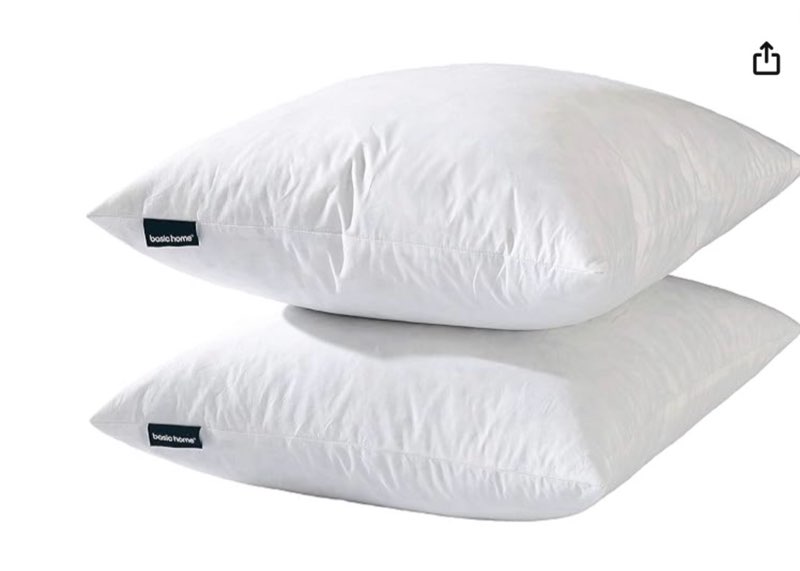 26x26 Euro Throw Pillow Inserts-Down Feather Pillow Inserts-Cotton Fabric-1 piece -White.