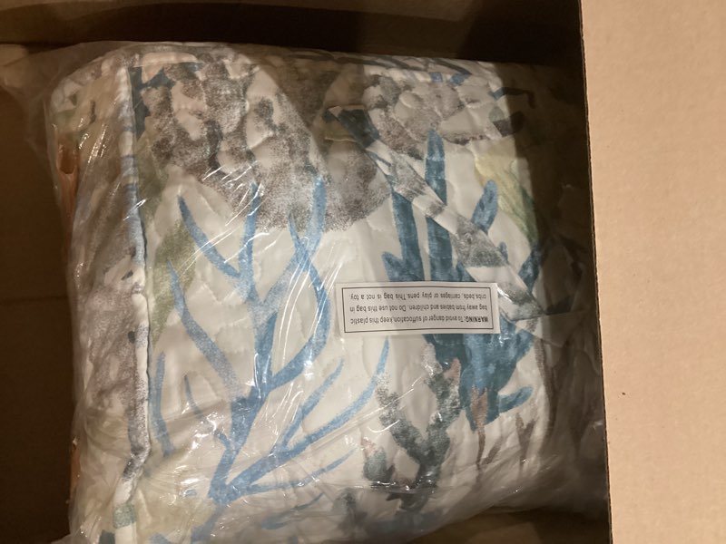 Condition photo showing Good Condition for CARSTENS, INC. Coastal Beach Bedding Set, Nautical 3-Piece Microfiber Ocean Quilt, Coastal Summer, Full/Queen Full / Queen Summer