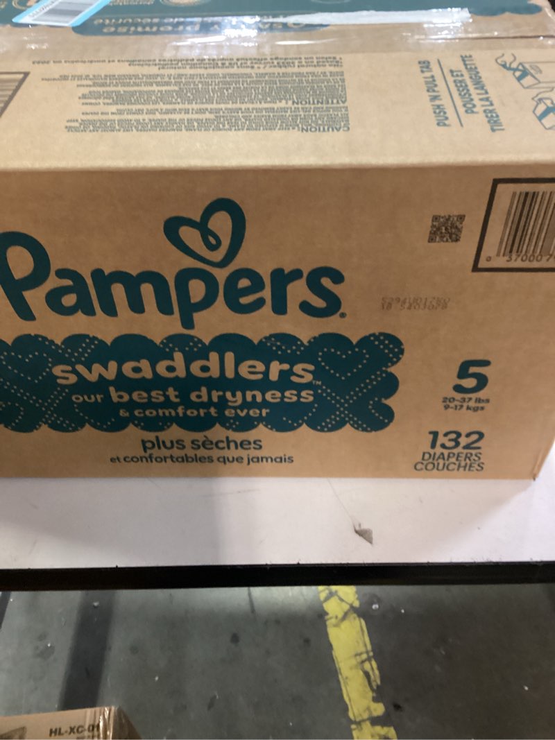 Condition photo showing New/Like New for Pampers Swaddlers Diapers, Size 5 (20-37 lbs), 132 Count, Absorbent, Keeps Baby Dry and Comfortable, Skin Safe Disposable Baby Diaper (Packaging May Vary) Size 5 132