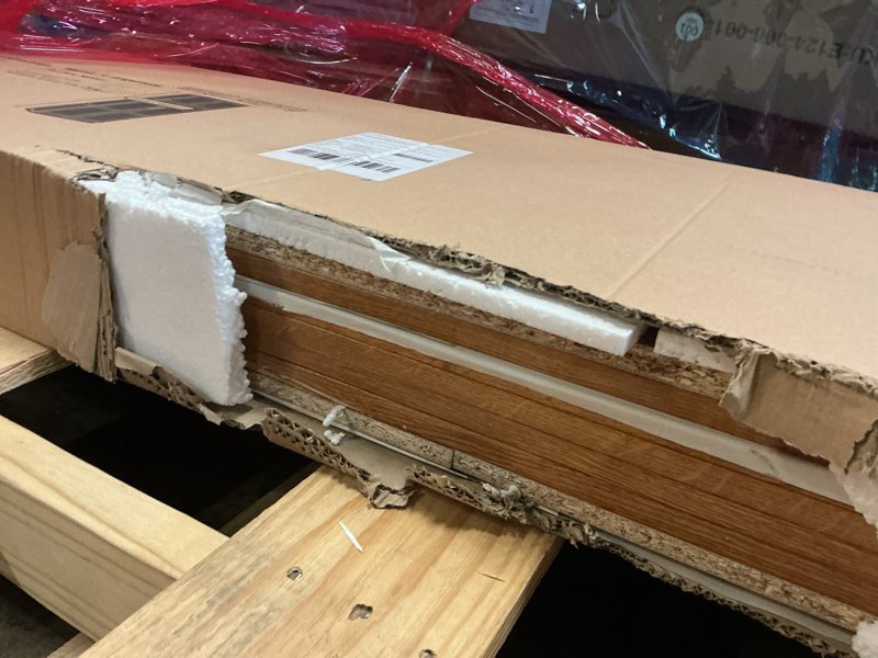 Condition photo showing item condition for Sauder Select Storage Cabinet, Pantry Cabinet Kitchen Storage with Adjustable Shelves, Bathroom Storage Cabinet, in Highland Oak