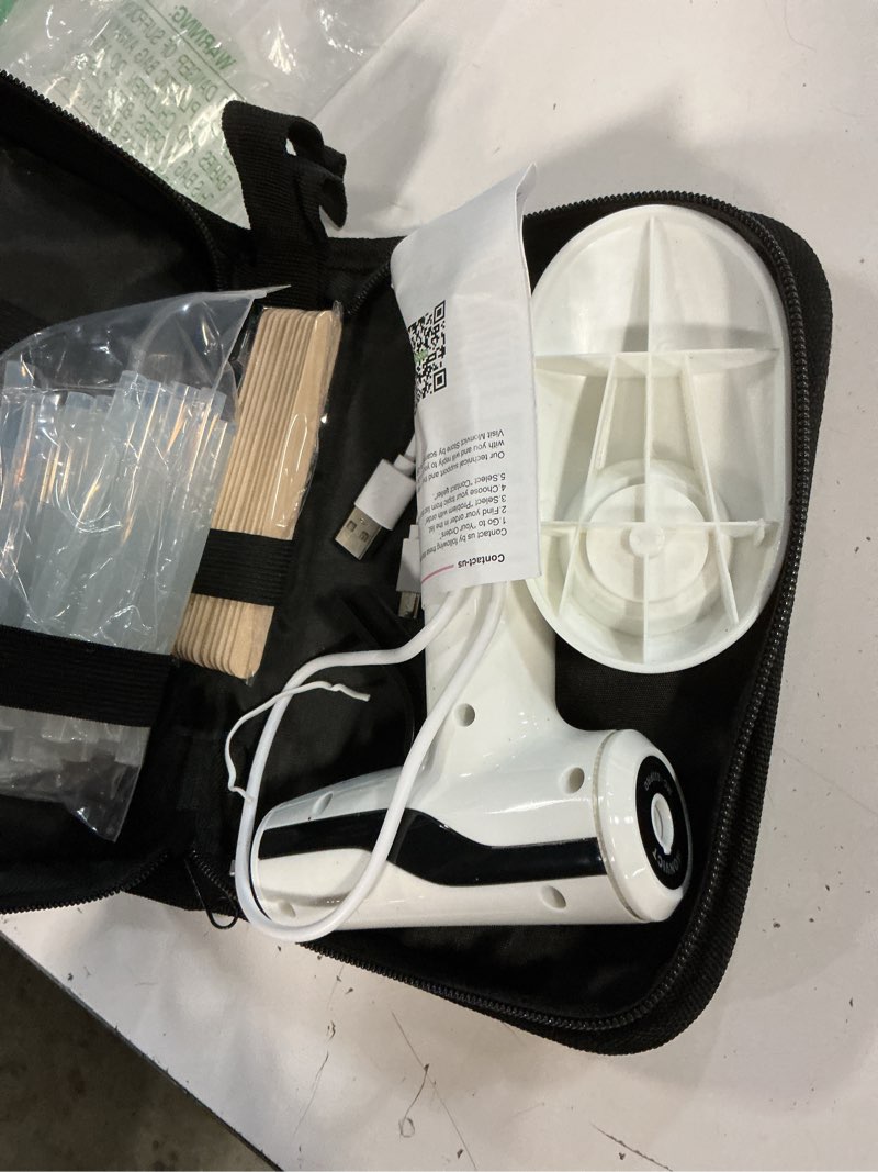 Condition photo showing Good Condition for monvict cordless hot melt glue gun, smart power-off with 2.2 ah built-in battery usb-c rechargeable mini glue gun kit, 40 pcs glue sticks, 10 pcs craft sticks, carrying case for diy craft gift, white