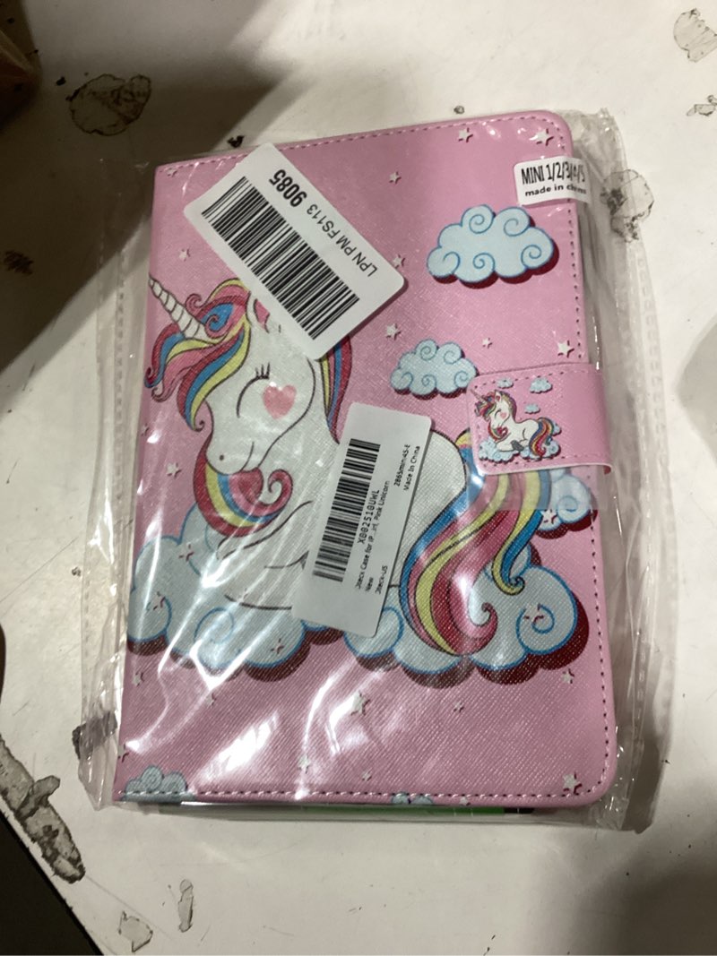 Condition photo showing New/Like New for dteck case for ipad mini 5th gen, ipad mini 4/3/2/1 cute folio case 7.9" with stylus, auto wake sleep/stand function, pu leather shell lightweight protective cartoon kids cover for girl, pink unicorn 01 pink unicorn