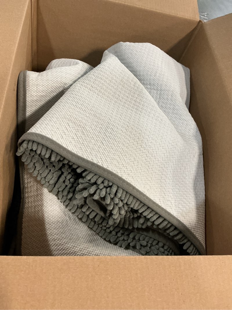 Condition photo showing Good Condition for OLANLY Bathroom Rugs 59x35, Extra Soft Absorbent Chenille Bath Rugs, Rubber Backing Quick Dry, Machine Washable Bath Mats for Bathroom Floor, Tub and Shower, Home Decor Accessories, Grey 59" x 35" Grey