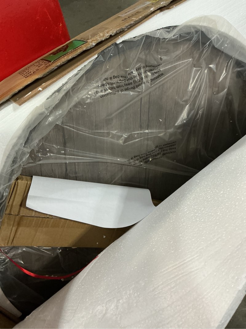 Condition photo showing New/Like New for nsdirect round coffee table,36" coffee table for living room,2-tier rustic wood desktop with storage shelf modern design home furniture(light walnut) light walnut 36 in