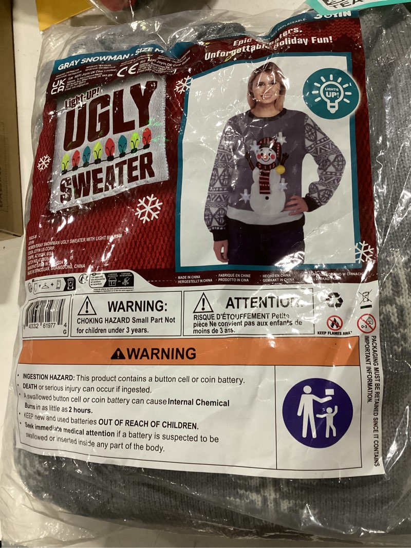 Condition photo showing Good Condition for JOYIN Ugly Christmas Sweater Women Men Couples, LED Light Up Ugly Christmas Sweater Kids 2025 Snowman?Grey?