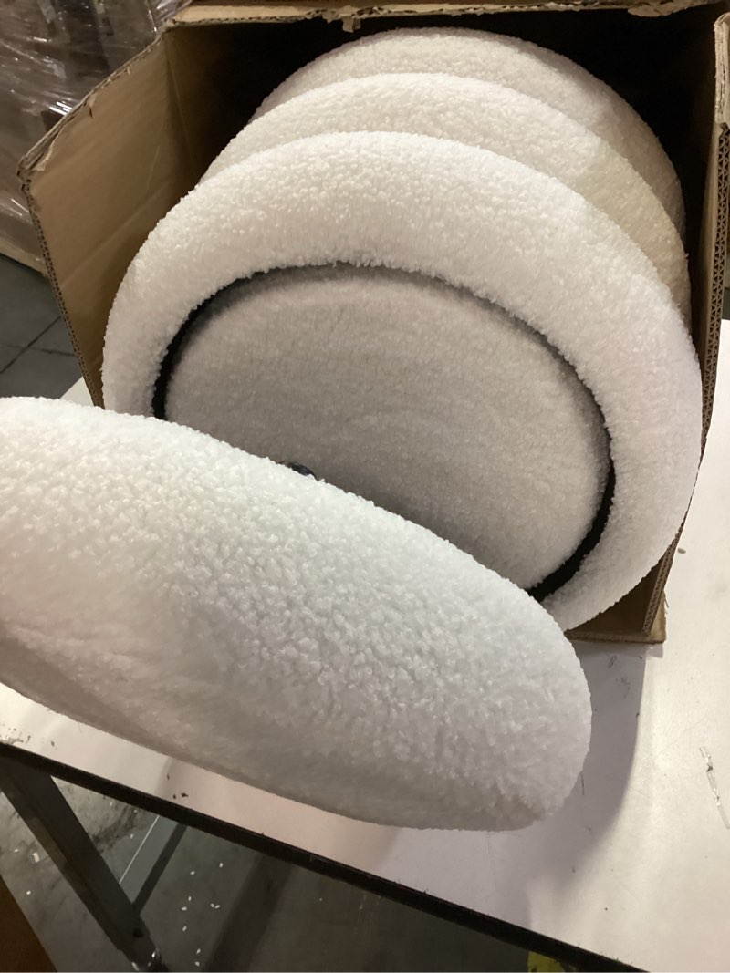 Condition photo showing Good Condition for (Similar) Square Set of 2 Sherpa Nesting Storage Ottoman Stool Boucle Vanity Stool Footstool with Removeable lid Load up to 440 lbs for Livingroom Bedroom White UASND69W White 16.5\" D x 16.5\" W x 17.7\" H