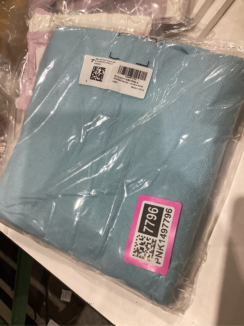 Condition photo showing New/Like New for SHEWIN Women Open Front Knit Sweater Oversized Cardigan with Pocket Medium Beau Blue