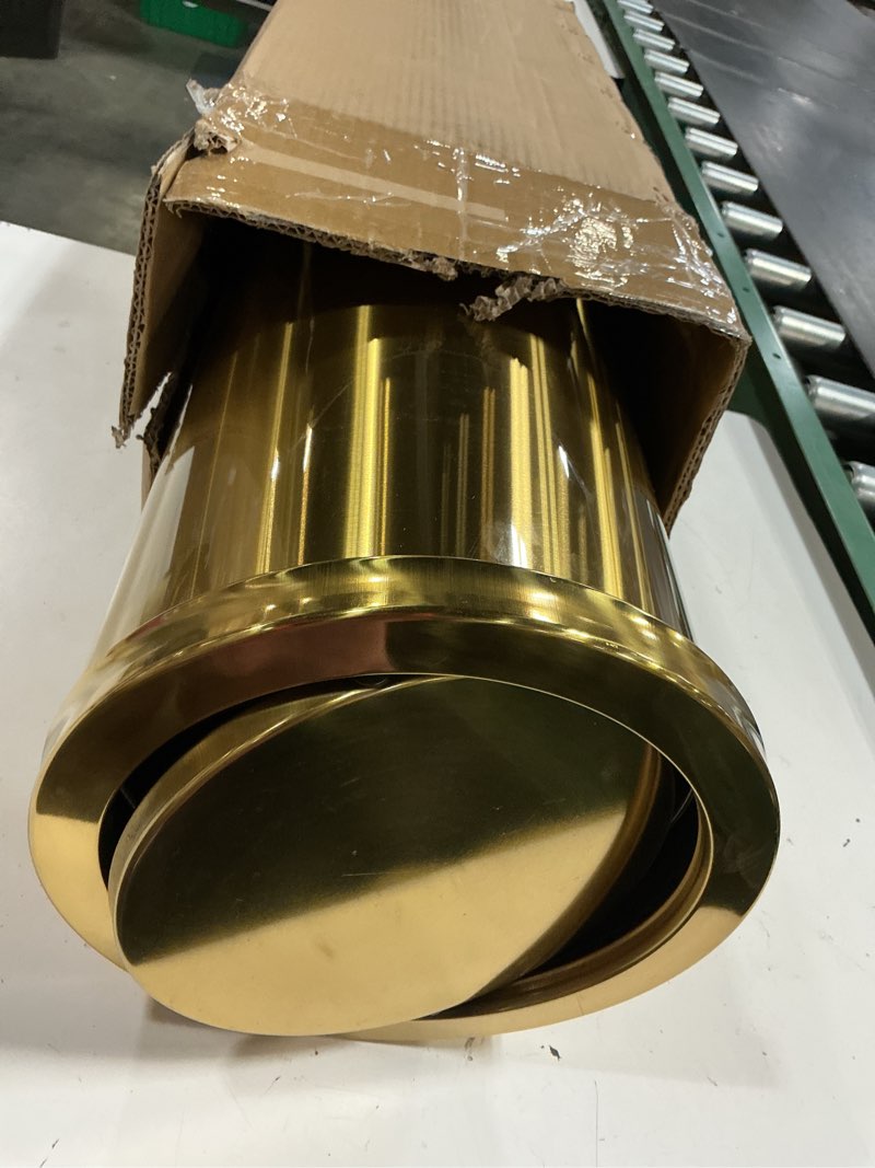 Condition photo showing Good Condition for 8gallon brushed kitchen gold trash can with swing lid,stainess steel garbage can trash bin wastebaskets for commerical used airport shopping mall hotel lobby elevator (gold)