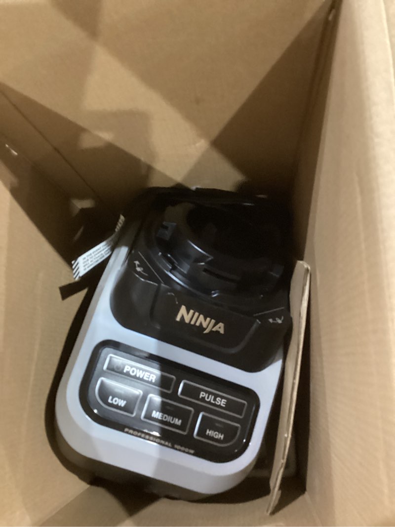 Condition photo showing As Is for ninja bl610 professional 72 oz countertop 1000-watt base and total crushing technology for-smoothies, ice and frozen fruit, black, blender + pitcher