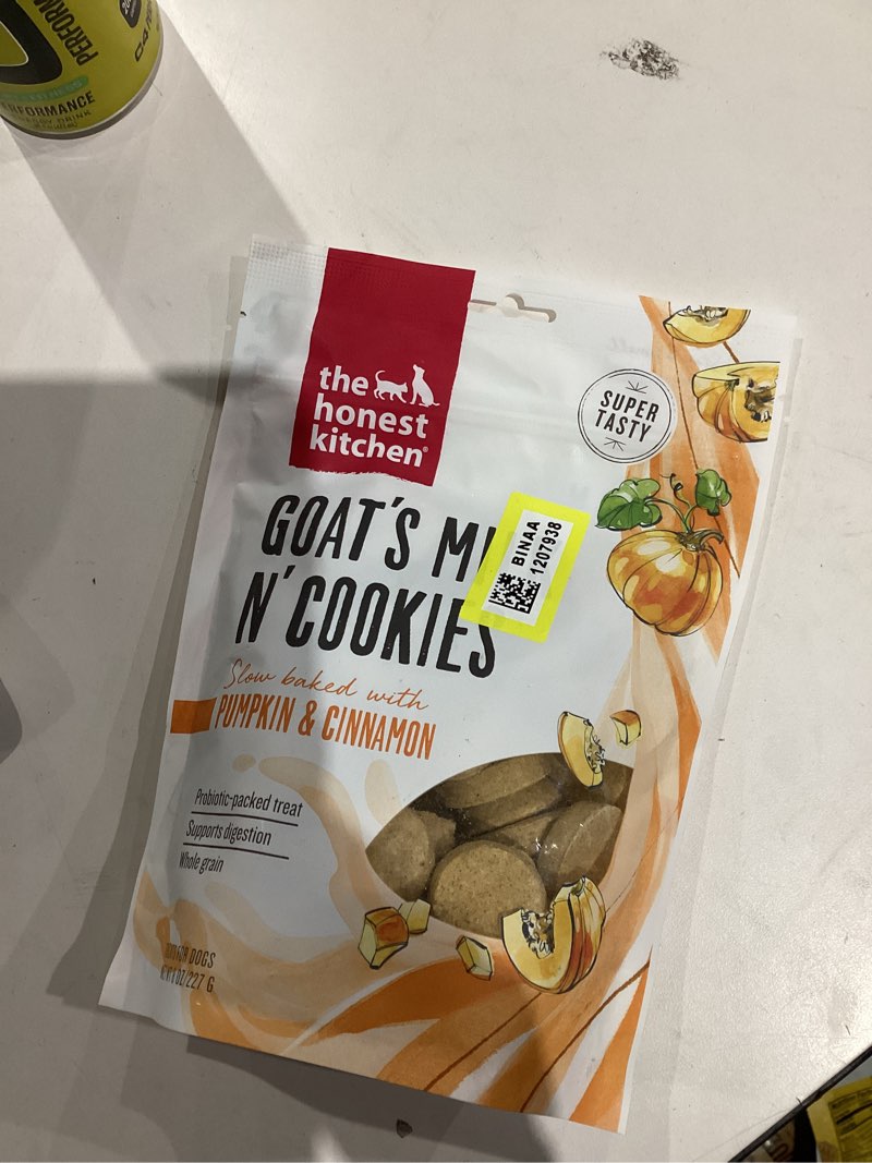 Condition photo showing New/Like New for The Honest Kitchen Human Grade Goat's Milk N' Cookies: Slow Baked with Pumpkin, 8 oz Bag Pumpkin 8 Ounce (Pack of 1)