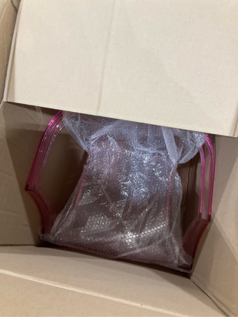 Condition photo showing Good Condition for Modway Casper Modern Acrylic Stacking Kitchen and Dining Room Arm Chair in Pink - Fully Assembled