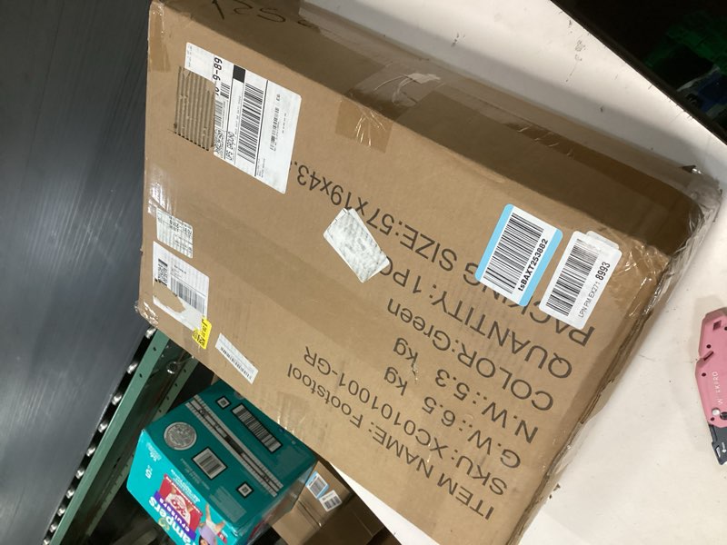 Condition photo showing New/Like New for Modern Ottoman Foot Stool, Faux Leather Accent Sofa Footrest Ottoman with Walnut Rubber Wood Frame, Ottoman Bench for Living Room Entryway Bedroom Sofa Seat, Hunter Green