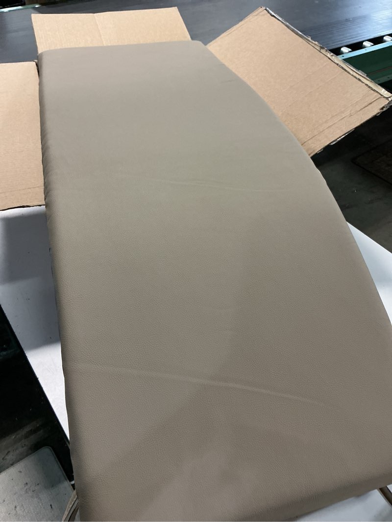 Condition photo showing Good Condition for shinnwa waterproof bench cushion with ties for indoor furniture, dual-layer memory foam bench seat cushion with faux leather cover and non-slip bottom, 42 x 16 x 2”, brown 42" x 16" x 2" brown