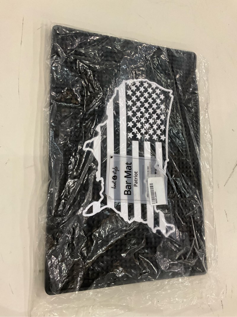 Condition photo showing New/Like New for American Flag Bar Mats for Countertop, Rubber Bar Spill Mat for Bar Decor, 18"x12" Stylish Bar Accessories for the Home, Perfect Bar Cart Accessories or Bar Gifts USA Patriot