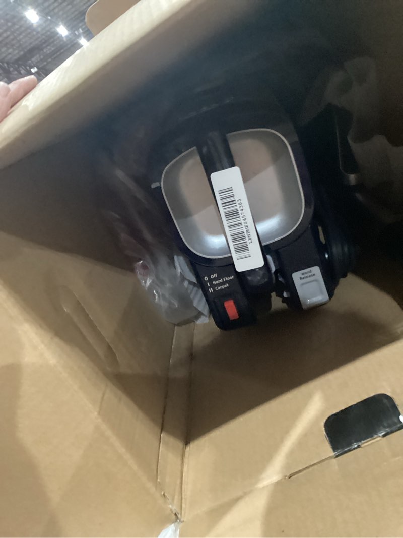Condition photo showing As Is for shark upright vacuum, stratos with duoclean powerfins, hairpro, powered lift-away, self-cleaning brushroll, & odor neutralizer technology, navy, az3002